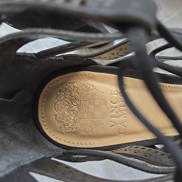 Vince Camuto Mindie Elegant Black Lace Up Heels Office Minimalist Summer Shoes - Picture 7 of 13